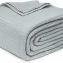 Joydeco 100% Cotton Muslin Throw Blanket for Couch Bed and Sofa, 4-Layer Lightweight and Breathable Soft Gauze Blanket for All Season, Luxury Throws Cotton Blanket Gift(Grey, 50"x70")