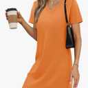 RUMIA Summer Casual Dresses for Women 2025 Vacation Dress V-Neck Short Sleeve Split Hem Beach Sundress 2XL