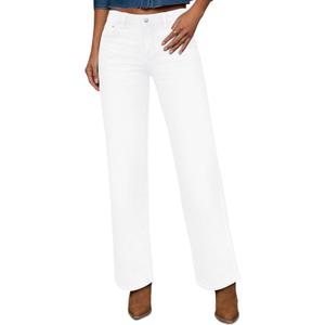 Yewfirm White Jeans Women High Waisted Straight Leg Ankle Length Cropped Jeans Tummy Control Baggy Loose Stretch Pants Size 8