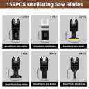 159PCS Oscillating Saw Blades with Sandpaper, Titanium Multitool Blades