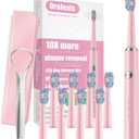 Electric Toothbrush for Adults and Kids, with Tongue Scraper and 8 Brush Heads, One Fast Charge Last 120 Days, 40000 VPM Deep Clean, Sonic Travel Toothbrush - Pink