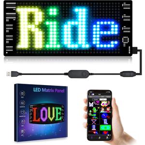 GOTUS LED Sign for Car,Scrolling LED Sign,Flexible, Bluetooth APP,DIY Design Animations,Text, Graffiti (3"x 7")
