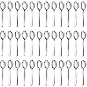 Pleafind 36 Pieces Teaspoons Set (6.2 inch), Spoon Silverware, Stainless Steel Tea Spoons, Mirror Polished Small Teaspoon, Dessert Spoons for Home, Kitchen, Restaurant, Dishwasher Safe