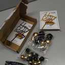 MEMOVAN Man Cake Topper 48PCS Balls Cake Toppers with Black Gold White Ball Happy Birthday and Numbers 0-9 Cake Insert Topper Black Gold Cake Decoration for Man Boy Black Theme Baby Shower Bday