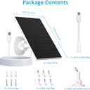 2W Solar Panel for Security Camera Outdoor, USB/USB-C Charger with IP65 Waterproof, 360 Adjustable Mount & 7.2ft Cable, Compatible with Rechargeable Battery Cameras (4 Pack, White)