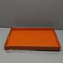 MAONAME Orange Serving Tray with Handles, Modern Decorative Trays for Coffee Table, Plastic Rectangular Trays for Ottoman, Bathroom, Halloween Decor, 15.8 x 10.2 x1.4