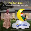 Dawdix 5FT Inflatable Ramadan Decorations, Blow Up Ramadan Crescent Moon with LED Lights, Muslim Islamic Eid Mubarak Inflatables Decor for Outdoor Holiday Party, Yard, Garden