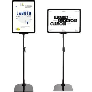 STARVAST 3 PCS Adjustable Sign Holder, 8.5x11 inch Sign Poster Stand, Vertical and Horizontal View Sign Holder, Reusable Floor Standing Sign Stand for Display, Advertisement, and Outdoor, Black