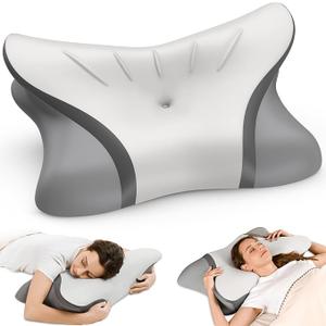 Cervical Neck Pillow for Pain Relief - Ergonomic Bed Pillow for Sleeping, Contour Orthopedic Memory Foam Pillows for Neck Support, Cooling Side Sleeper Pillow for Back Stomach Sleepers with Pillowcase