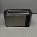 Elite Gourmet ECT-3100 Long Slot 4 Slice Toaster, Reheat, 6 Toast Settings, Defrost, Cancel Functions, Built-in Warming Rack, Extra Wide Slots for Bagels & Waffles, Stainless Steel & Black
