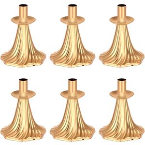 Taper Candle Holders Set of 6 - Victorian Style Gold Vintage Modern Decor, Table Mantel Centerpiece for Wedding Housewarming, Fits Standard Taper Candles