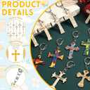 2 x Cunno 25 Set Christian Easter Crafts for Kids Religious Gifts for Sunday School Easter Day Craft DIY Wooden Cross Keychain Color Your Own Ornaments for Easters Party Favor Church Bible Study