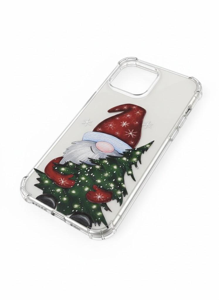 Yawheg Christmas Gnome Christmas Tree Phone Case, Snowy Winter Holiday Phone Cover for iPhone 14 Pro Max, Slim Soft Flexible TPU Rubber Case