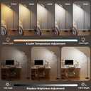 LED Floor Lamp for Living Room, Bright Reading Lamps for Office, Adjustable Colors Temperatures&Brightness, Dual Head Goose-Neck Standing Lamp, Remote and Button Control, Eye Caring Tall Lamp, Black