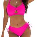Blooming Jelly Womens Bikini Sets String Cheeky Two Piece Swim Suits 2025 Curvy Push Up Bathing Suit (L, Hot Pink)