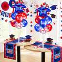 Jenaai Red and Blue 27 Pcs 2026 Graduation Balloon Centerpiece with Stand Congrats Grad You Did It Graduation Cap Balloons Column Tower Kit for High School College Party Table Decorations