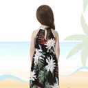 PATPAT Family Hawaiian Matching Outfits Mommy and Me Outfits Caribbean Vacation Summer Tropical Halter Sundresses and Shirts (6-7 Years, Black Flower)