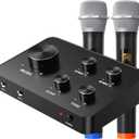 Rybozen Wireless Microphone Karaoke Mixer System, Dual Handheld Wireless Microphone for Karaoke, Smart TV, PC, Speaker, Amplifier, Church, Wedding - Support HDMI, AUX In/Out