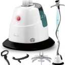 SALAV Standing Steamer with Garment Hanger, 1.3L Water Tank for 1 Hour Continuous Steaming, Heats in 45 Seconds, Double-Insulated Steam Hose (Black, Garment Steamer)