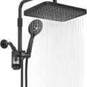 Filtered Shower Head with Handheld,12 Inch High Pressure Rain Shower Head with Adjustable Extension Arm,Dual shower filter head for hard water,Tool-Free DIY Kit,Black