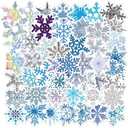 10 x Snowflake Stickers for Winter Christmas Decoration| 50 Pcs Snowflake Waterproof Vinyl Stickers for Window Water Bottles Bicycle Laptop Refrigerator Luggage Computer Mobile Phone Skateboard Bike Decals