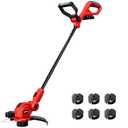 HEINPRO Cordless String Trimmer Compatible with Milwaukee M18 Battery, 12" Electric Weed Wacker, Auto Line Feed, Weed Eater Battery Powered Grass Trimmer, w/ 5 Line Spools, Red (Tool Only)