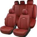 Red Car Seat Covers Full Set, Universal Leather Seat Cover for Cars 5 Seats, Waterproof and Breathable Automotive Seat Cover Front and Rear Seat Covers for Most Trucks, Sedans, SUVs