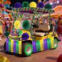 Norme 41 Pcs Mardi Gras Decorations Party Favors Supplies, Mardi Gras Cutouts Purple Green Gold Foil Fringe Curtains Garland Paper Pompoms Hanging Fan Swirls Decor for Home Outdoor Party Supplies