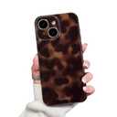 XQAGU Cute Phone Case for iPhone 15 Case Amber Leopard Full Camera Protective Slim Shockproof Aesthetic-Brown Amber