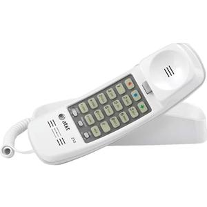 AT&T 210 Basic Trimline Corded Phone, No AC Power Required, Wall-Mountable, White