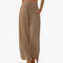 LILLUSORY Women's Linen Summer Palazzo Pants Flowy Wide Leg Beach Pants with Pockets.XS