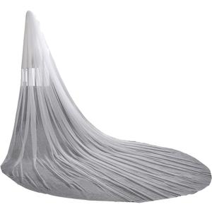EllieHouse Women's 1 Tier Cathedral Simple Wedding Bridal Veil With Metal Comb HL05 (Ivory)
