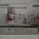 Acrylic Clear Dog Playpen Indoor with Door, 26'' H Transparent Dog Play Pen for Small Dogs, No-Connector Modular Puppy Playpen with Integrated Suction Cups Base, 10 Panels, White