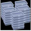 Tuanse 24  Pcs Clear Plastic Beads Storage Containers Box with Lids Multiple Sizes Storage Square Containers for Jewelry Beads Craft Supplies(4.1 x 3 x 1 Inch)