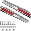 2 Pack Stainless Steel Heavy Duty Straight Spring Loaded Mud Flap Hanger Bracket Mudflap Holder Set for Semi Trucks 2.5" Bolt Spacing 29.5" Length with Reflective Tapes (2-1/2 Inch)