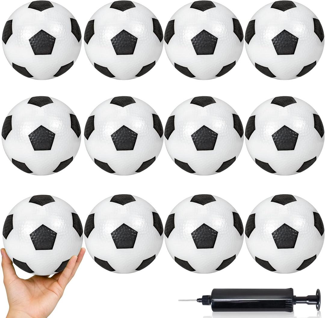 12 Pack Small Soccer Balls, Inflatable 4'' Mini Soccer Balls for Kids Indoor Outdoor Sports Games, Pool Beach Garden Toddlers Ball Toys Footballs for Boys Girls Gifts & Party Favors, BW