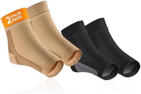 CUSHIO Compression Socks for Plantar Fasciitis Relief -2 PAIRS- Plantar Fasciitis Socks, Ankle Compression Sleeve for Achilles Tendonitis Relief, Ankle Support for Women & Men fasciitis
