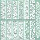 12 PCS Border Stencils for Painting, 11 x 3 Inch Leaf Texture Reusable Plastic Paint Templates for Painting on Wood Wall, Border Stencils for House Furniture Canvas Fabric DIY Art Cake Decor