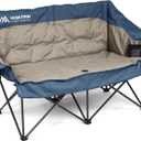 Huskfirm Double Camping Chair Oversized Padded Camping Chairs for Adults Folding Loveseat with Cup Holders and Side Pockets Heavy Duty Outdoor Lawn Chairs for Camping,Sports, Fishing,Beach,Blue, 60 Inches X 25.5 Inches X 35.5 Inches