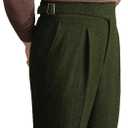 Men Trousers Vintage Tweed Blend Pants Herringbone Slim Fit Pleat-Front Pant (42W x 30L, Army Green)