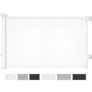 Cumbor Retractable Baby Gates, Mesh Dog Gate for The House, Baby Essentials Extends to 55" Wide, Wide Pet Gate 33" Tall, Long Child Safety Gates for Stairs, Doorways, Hallways, Indoor/ Outdoor(White)