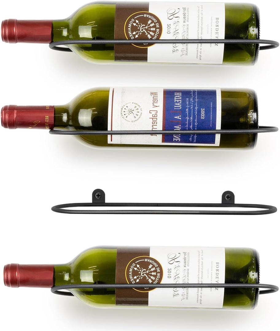 Wall Mounted Wine Rack: Metal Wall Mount Wine Bottle Holder - for Wine Cellar Home Kitchen Bar Decor - 4Pcs
