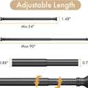 Amazer Spring Tension Shower Curtain Rod, 54-90 Inches Tension Curtain Rod Bathroom Rod, Adjustable Shower Curtain Rod No Drill, Black
