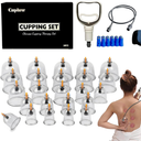 Cupluw Cupping Set, 24 Cups Cupping Kit for Massage Therapy, Chinese Cupping Therapy Set with Magnetics, Professional Vacuum Cupping Set for Cellulite Reduction Muscle Pain Relief with Manual Pump