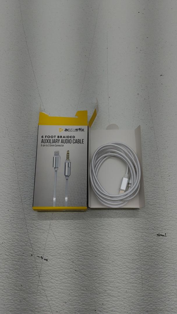 Acoustix 6 foot Braided Auxiliary Audio Cable 8 Pin to 3.5mm Connector