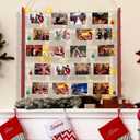 Pinkunn Lighted Christmas Photo Card Holder Display Decoration with 30 Clips 8 Christmas Ball 2 Light String 26 x 29 Inch Xmas Wall Hanging Picture Holders for Home Bedroom Pictures Organizer Decor