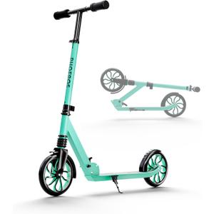 PHOEROS Kick Scooter for Kids Ages 6-12,Teens & Adults, Youth. Lightweight Aluminum Kick Scooter for Teens Adults Boys Girls with 8 inch Big Wheels, Foldable, 3 Height Adjustable, Shock Absorption. (Aquas)