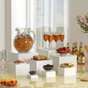 8 Pcs White Acrylic Boxes for Display as Buffet Risers and Stands, Food Risers for Party, Table, Stands, including 10", 9", 8", 7", 6", 5", 4", 3" (Large, 8Pcs, White)