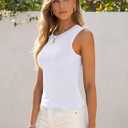 ANRABESS Womens High Neck Tank Tops Stretchy Sleeveless Racerback Sexy Slim Fit Basic Tee Shirts Y2K Trendy Summer Outfits (White, Small)