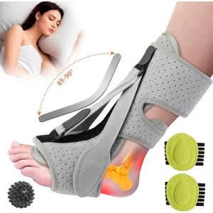 Consonomen Plantar Fasciitis Night Splint, Adjustable Brace with 3 Straps for Plantar Fasciitis Relief, Alleviates Foot Drop, Achilles Tendonitis, Day & Night Use, Includes Massage Ball & 2 Arch Support